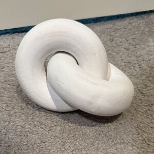 Minimalist White Knot Sculpture - Home Art Accent